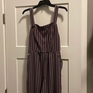 Pink and navy striped jumpsuit